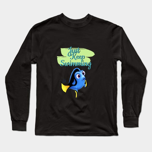 Just Keep Swimming Long Sleeve T-Shirt by Aalaa Bent Atef